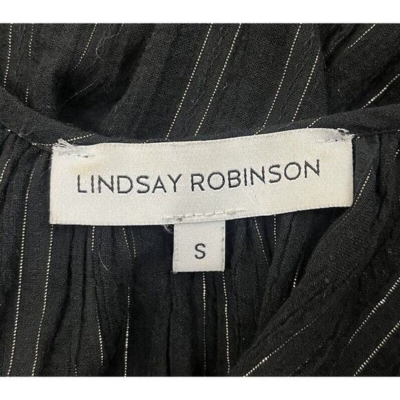 Lindsay Robinson Black Gold Lurex Valley Midi Dress Pocket Scoop Back Size Small - Picture 8 of 10
